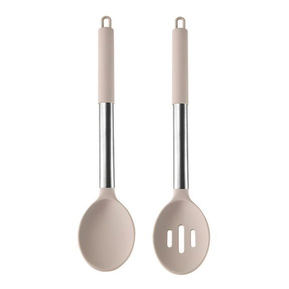cpfk Stainless Steel Handle Silicone Kitchen Utensil Set – Heat-Resistant, Anti-Deformation, Nonstick-Safe Cooking Tools, Includes Ladle, Slotted Spoon, Turner, Mini T-Spatula