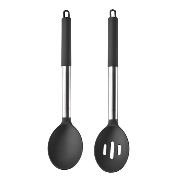 cpfk Stainless Steel Handle Silicone Kitchen Utensil Set – Heat-Resistant, Anti-Deformation, Nonstick-Safe Cooking Tools, Includes Ladle, Slotted Spoon, Turner, Mini T-Spatula