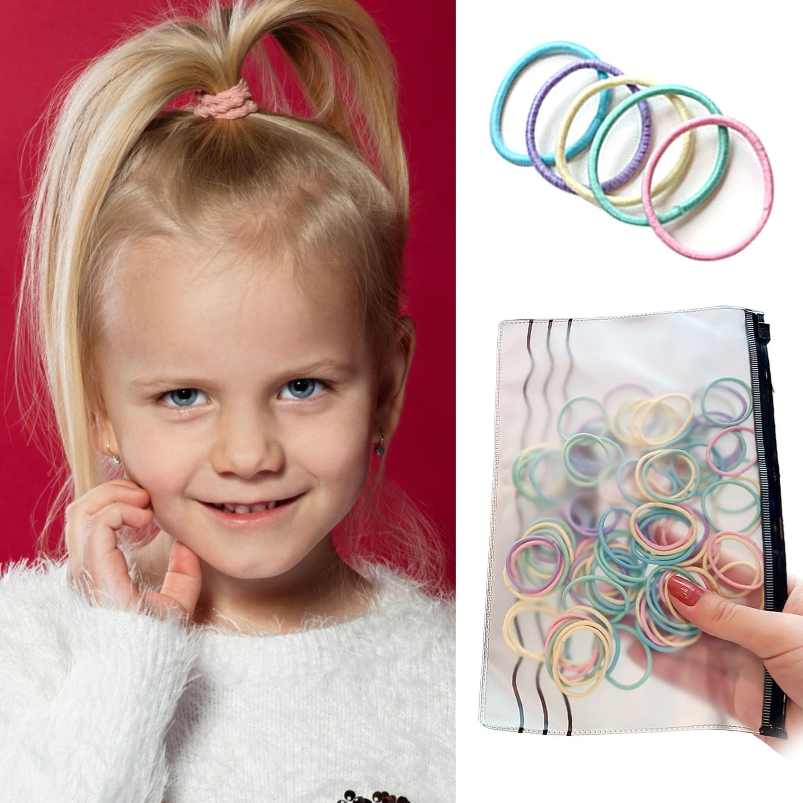 cptfadh 100 Pieces of Children'S Colored Rubber Band Hair Band, Soft