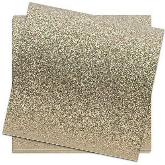 crafasso 12" x 12" 300gms heavy & premium glitter cardstock, 15 sheets, champagne gold