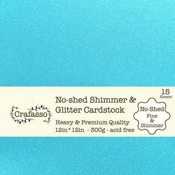 crafasso no-shed shimmer glitter cardstock, 12" x 12" 300gms, 15 sheets, light blue