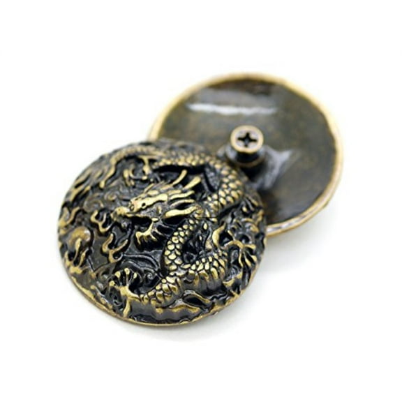 craftmemore 2 pcs 1-3/8 inches chinese dragon concho screw back leather craft embellishments chs15 (bronze)