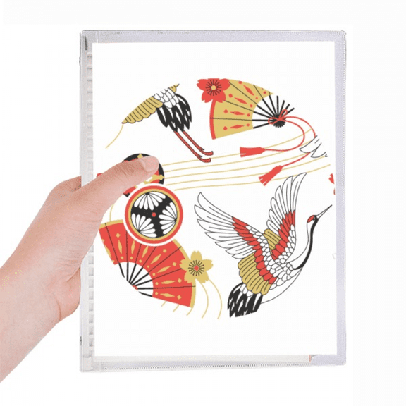 crane folding fan pattern notebook loose diary refillable journal statiry
