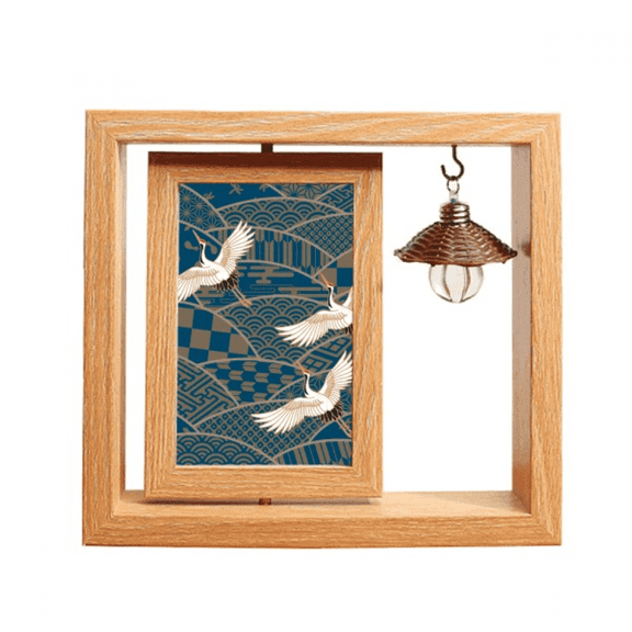 cranes maple  geometry Wooden Rotating Picture Photo Frame 4x6