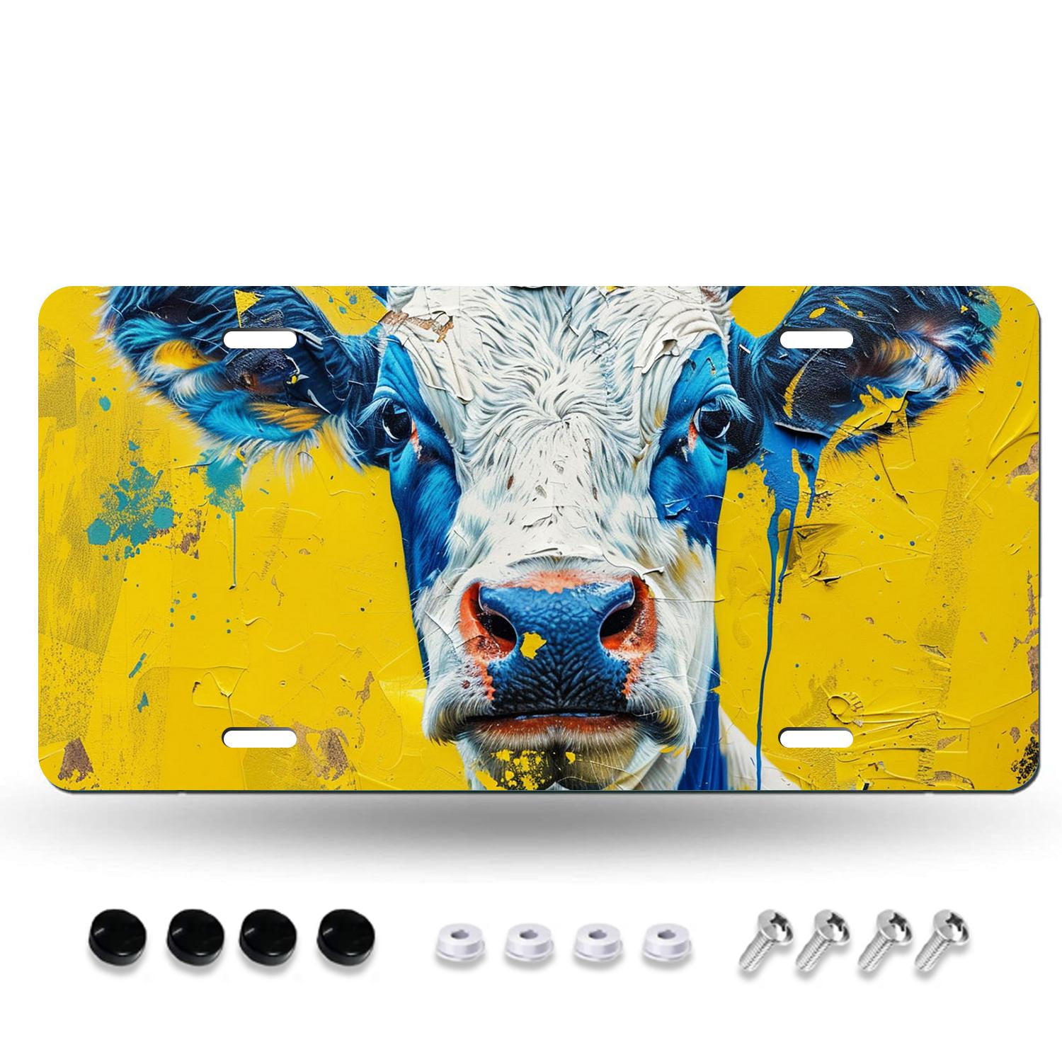 crazy cow Delicate picture Plate Cover, Decorative Aluminum Novelty