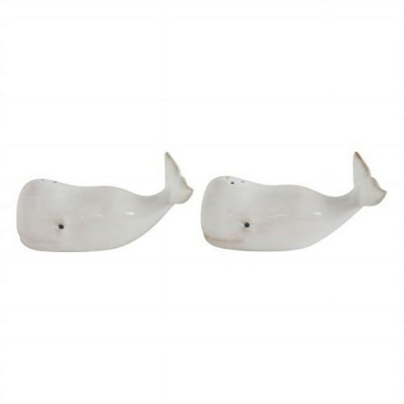creative co-op ceramic whale salt & pepper shakers (set of 2 pieces)