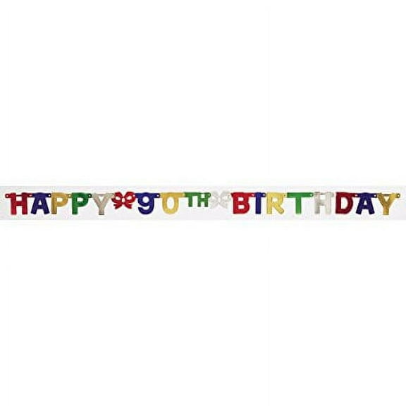 creative converting party decoration jointed banner, happy 90th birthday, 6-feet