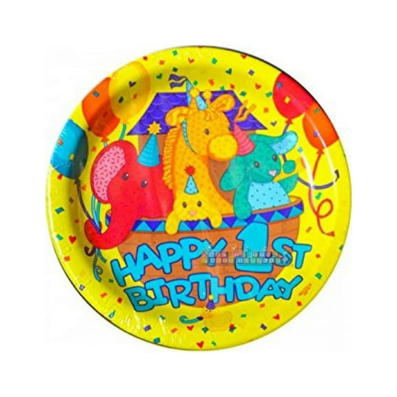 creative expressions group noah's ark 1st birthday small paper plates (8ct)