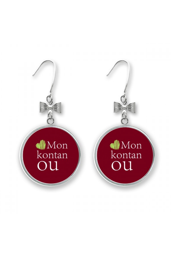 creole i love you language affection dialect bow earrings drop stud pierced hook