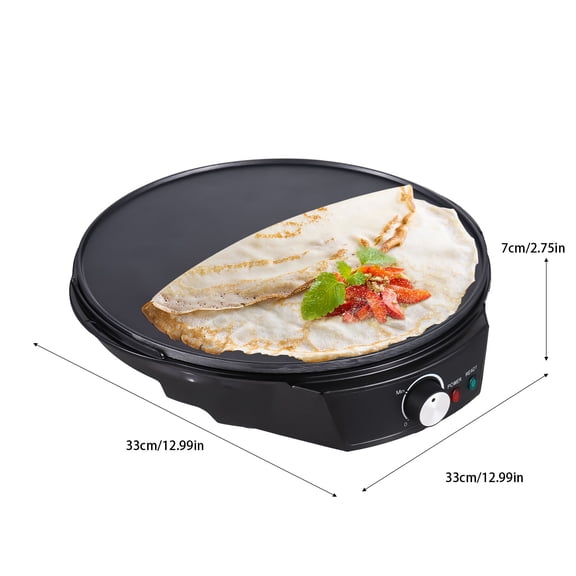 crepe pan Pancake 11 Inches Electric Crepe Maker 900W 50-210 Celsius Degree Temperature Control Non-stick Pancake Griddle for Roti Tortilla Blintzes Includes Wooden Spatula and Batter