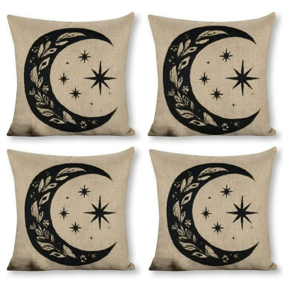 crescent stars tattoo linen throw pillowcase decoration pillowcase gifting preferred 20x20 inch cushion cover 4 sets sofa pillowcase sofa bedroom living room car