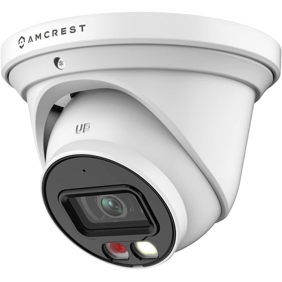 crest 5MP AI Turret IP PoE Cera w/ 49ft Nightvision, Security IP Cera Outdoor, Built-in Microphone, Human & Vehicle Detion, Active Deterrent, 129 FOV, 5MP@20fps IP5M-T1277EW-AI