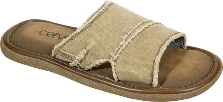 crevo fremont ii men  open toe canvas tan slides sandal