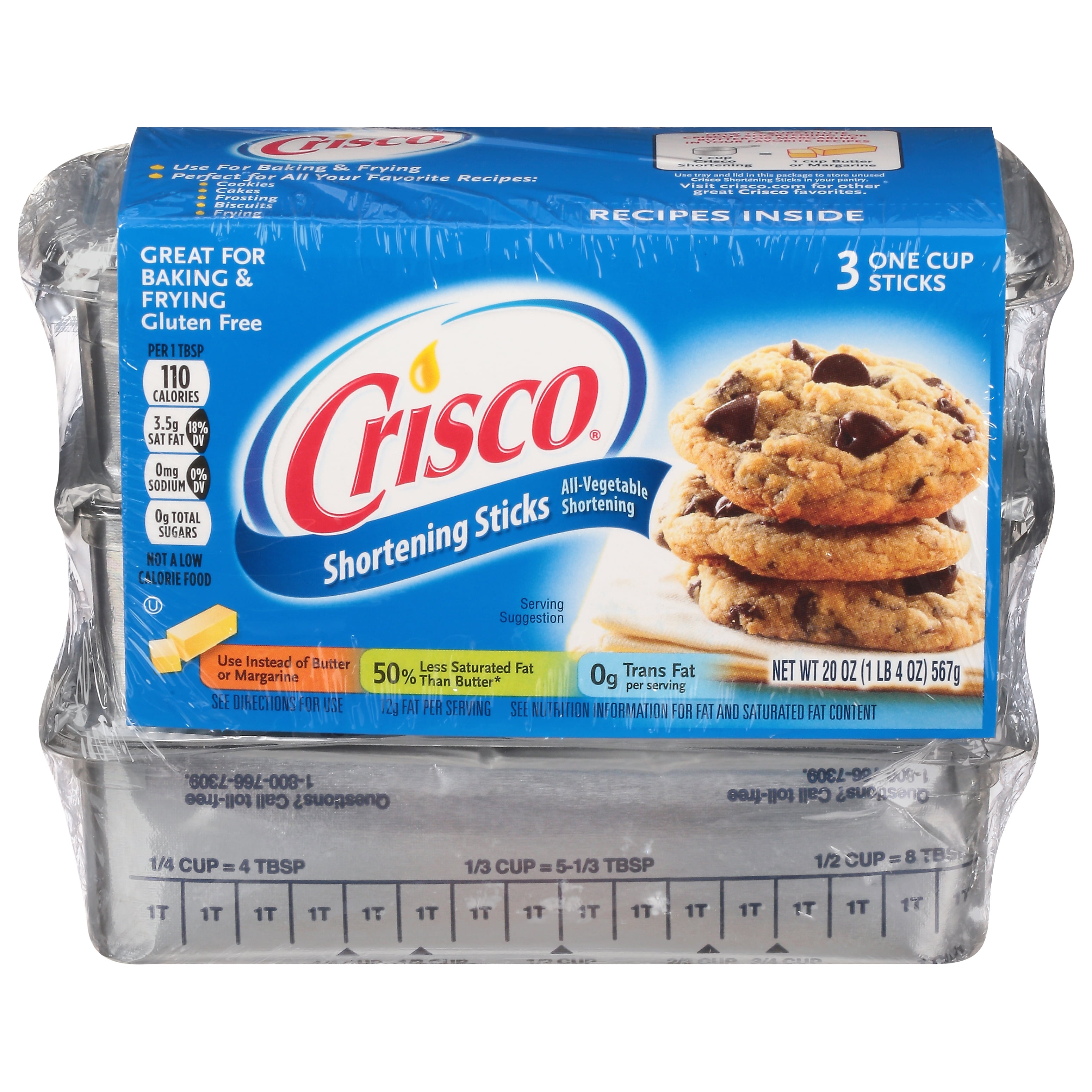 crisco, baking sticks, original, all vegetable shortening, 20oz package 2 packs (3 one cup