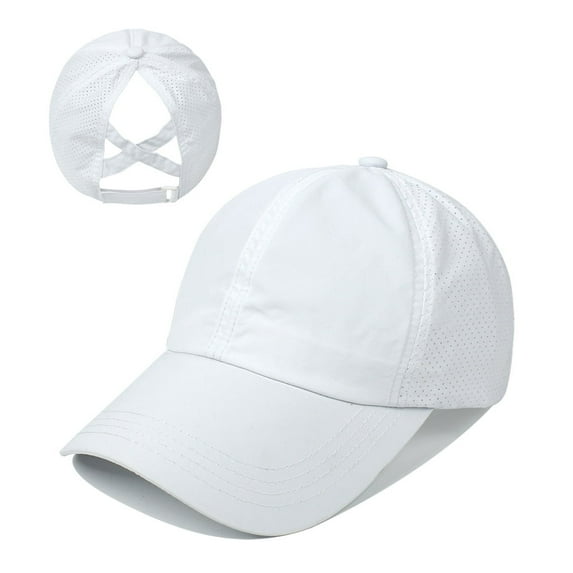 criss cross ponytail baseball cap mesh quick-dry mesh cooling ponytail hat for women outdoor sports-navy