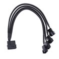 thumbnail image 1 of crj 4-pin molex to 4 x 3/4-pin pc case fan sleeved adapter cable, 1 of 2