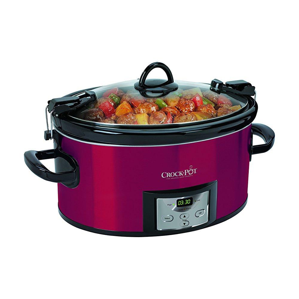 Crock-Pot SCCPVL610-S 6-Quart Programmable Cook and Carry Oval Slow Cooker,  Digital Timer, Stainless Steel