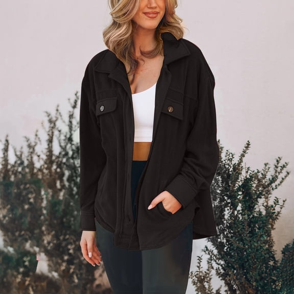 cropped denim jacket for women,Black Womens Oversized Denim Jacket Casual Long Sleeve Button Down Plaid Shacket Boyfriend Jean Jacket With Pockets