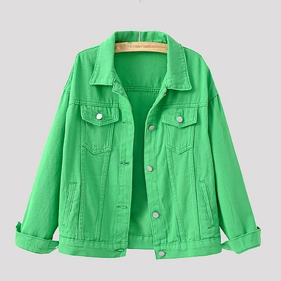 cropped denim jacket for women,Green 2025 Cropped Jean Jackets for Women Fashion Short Denim Shacket Jacket Lightweight Fitted Stretchy with Pockets
