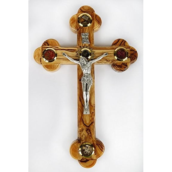 cross crucifix orthodox 14 station 4 lens olive wood11 inch jerusalem by bethlehem gifts tm