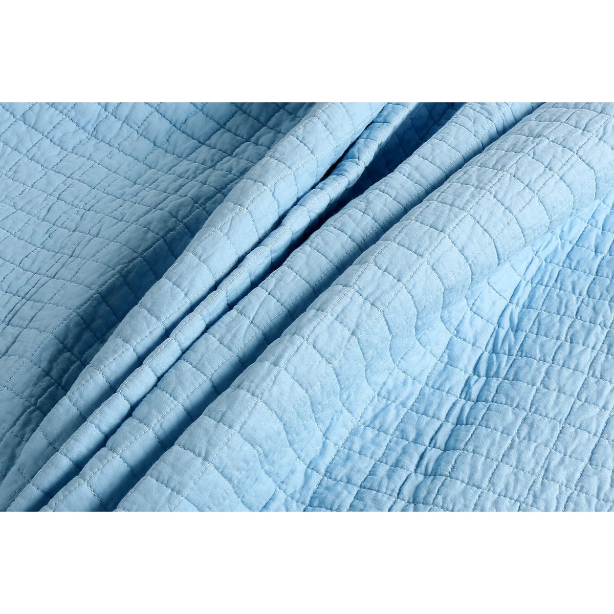 Light Blue Cotton Quilted Reversible Throw Blanket 50"x60"