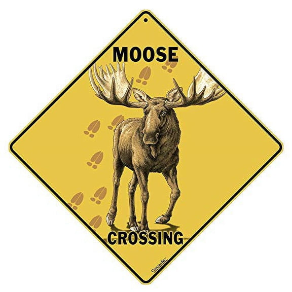 crosswalks moose crossing 12" x 12" aluminum sign