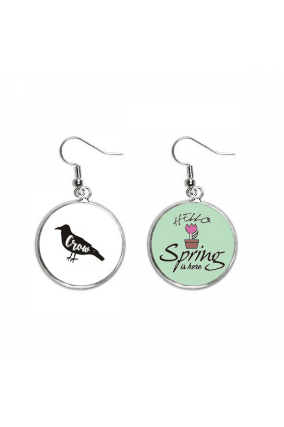 crow black and white animal decoration dangle season sp earring jewelry