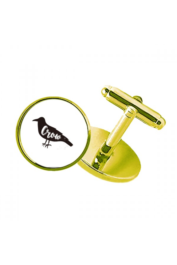 crow black and white animal studded business metal cufflinks en