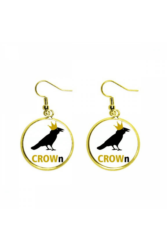 crow crown animal wing art deco fashion earring dangle en drop earring jewelry woman