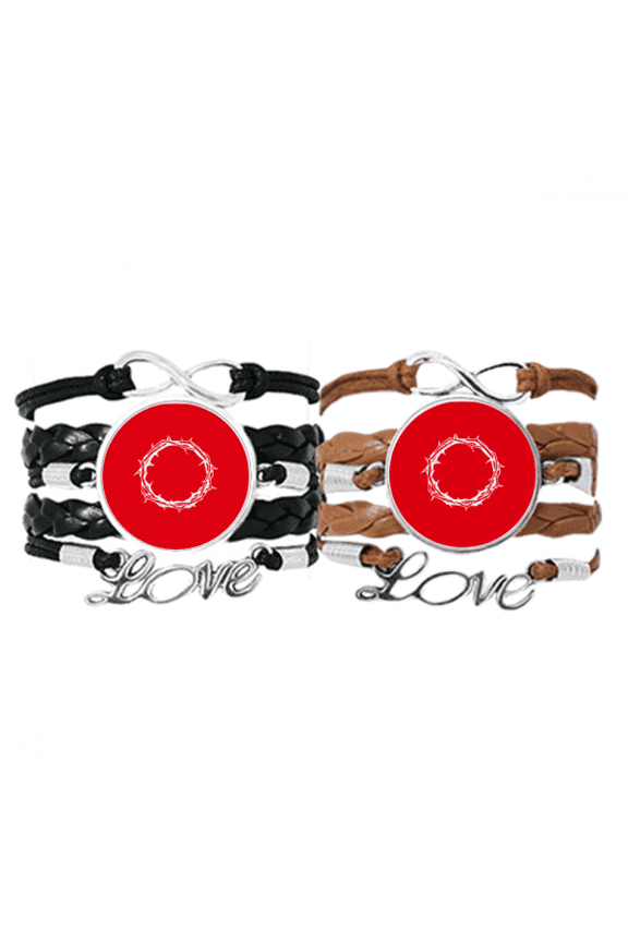 crown thorns innocent savior sacred bracelet hand strap leather wristband double set