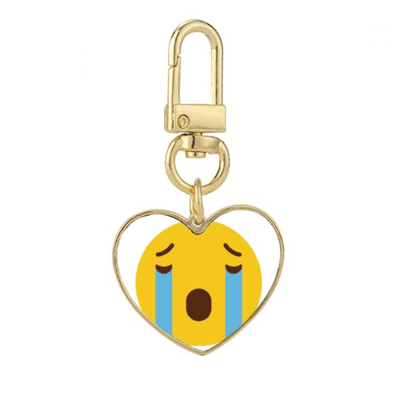 cry cute online chat fcartoon gold heart keychain metal keyring holder