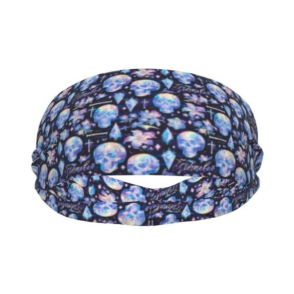 crystal cool Skull flower Sports Headband for Women Men, Running Headband Sweat Bands for Cycling, Yoga, Spa, Athleti, Workout - Moisture Wicking Hairband