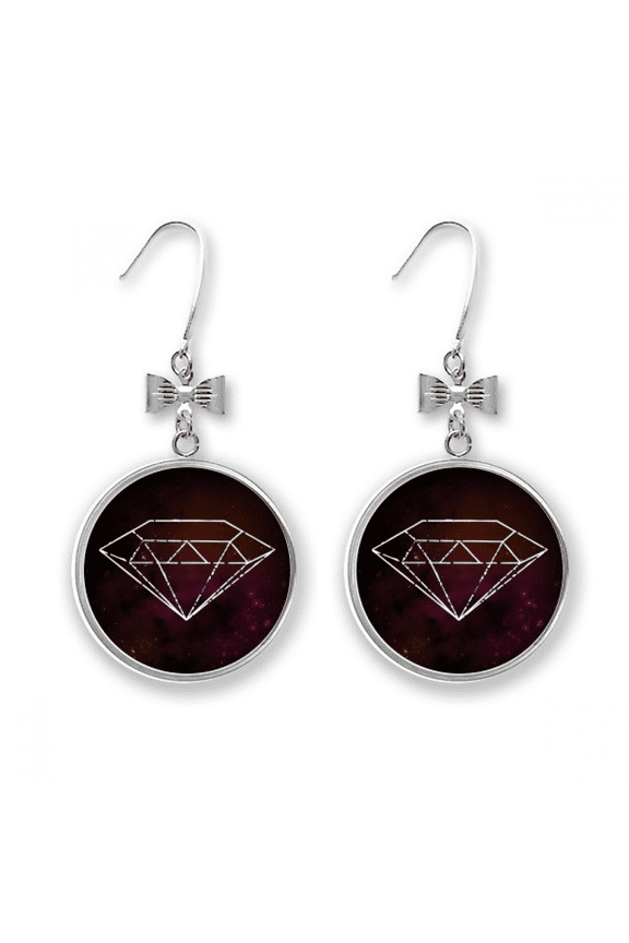 crystal universe fantasy red bow earrings drop stud pierced hook