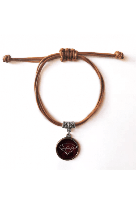 crystal universe fantasy red bracelet leather hide wristband brown jewelry