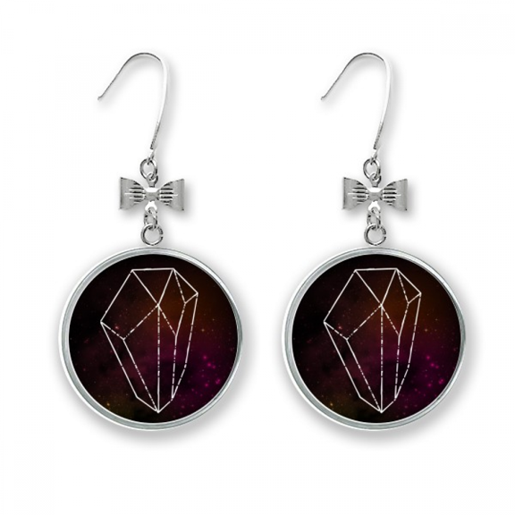 crystal universe star fantasy bow earrings drop stud pierced hook