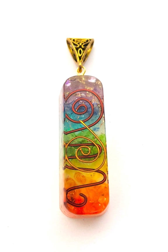 crystalmiracle 2 Inches Fancy Chakra Orgonite Pendant Fashion Jewelry Men Women Gift Positive Energy Handcrafted Accessory