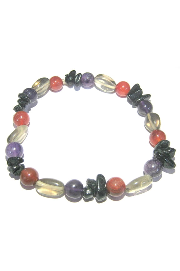 crystalmiracle Amethyst Black Tourmaline Carnelian Smokey Quartz Strech Bracelet Fashion Jewelry Crystal Gift