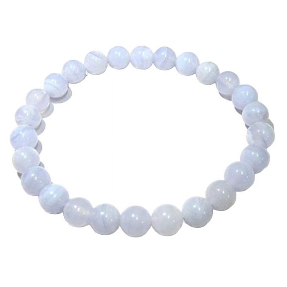 crystalmiracle BLUE LACE AGATE GEMSTONE BEADED ROUND POWER BRACELET FASHION JEWELRY GIFT ENERGY CRYSTAL HEALING THROAT CHAKRA HANDCRAFTED ACCESSORY