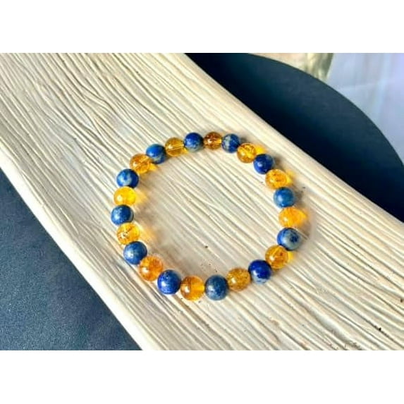 crystalmiracle Citrine & Lapis Lazuli 8mm Stretch Bracelet Fashion Accessory Men Women Gift Handcrafted