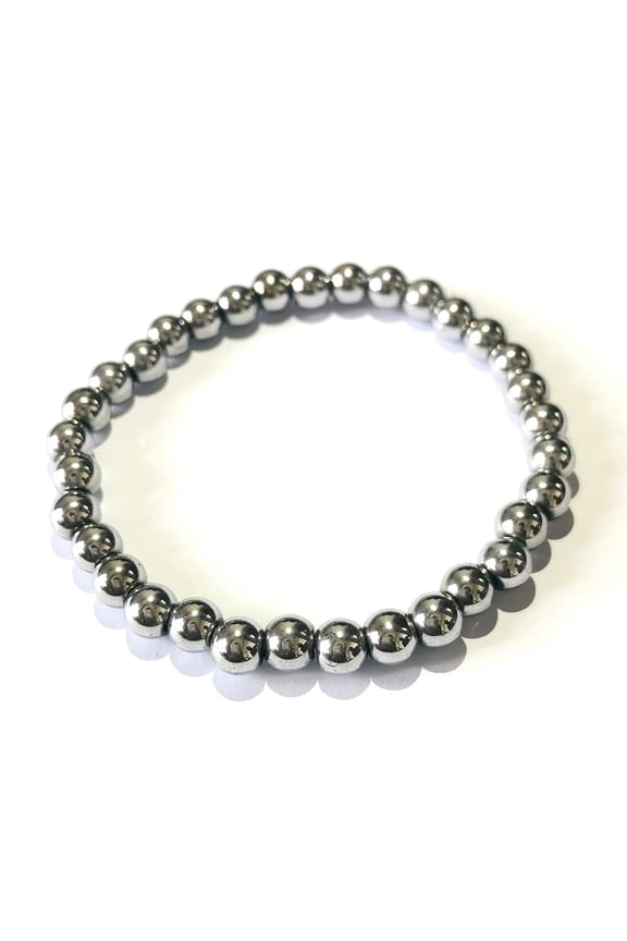 crystalmiracle Excellent Hematite Beaded Round Shape Bracelet Crystal Healing Fashion Jewelry Men Women Gift Peace Meditation Handcrafted Accessory