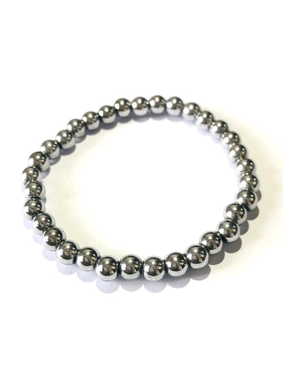 crystalmiracle Excellent Hematite Beaded Round Shape Bracelet Crystal Healing Fashion Jewelry Men Women Gift Peace Meditation Handcrafted Accessory