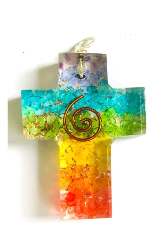 crystalmiracle Fancy Chakra ORGONE Cross Shaped Pendant Men Women Gift Accessory