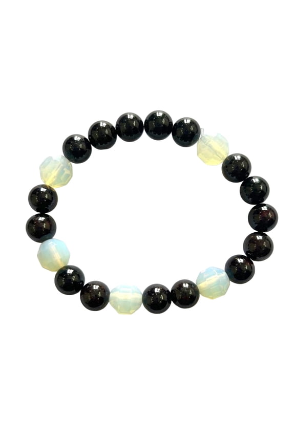 crystalmiracle Garnet 8 Mm Bead With Opalite Stretch Bracelet Healing Fashion Jewelry Gift Handcrafted