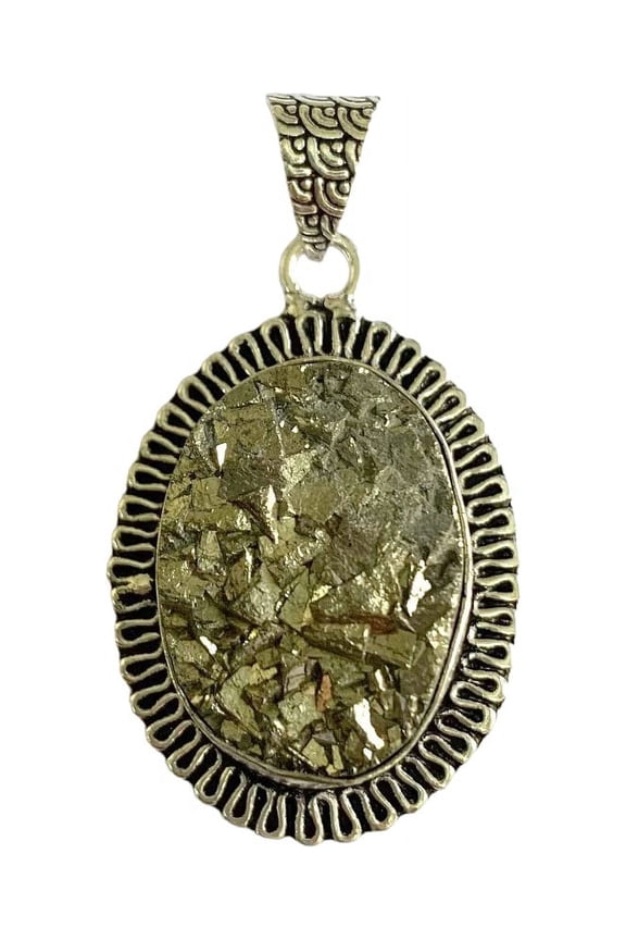 crystalmiracle Golden Pyrite Gemstone Pendant Crystal Healing Fashion Accessory Men Wome Gift Handcrafted