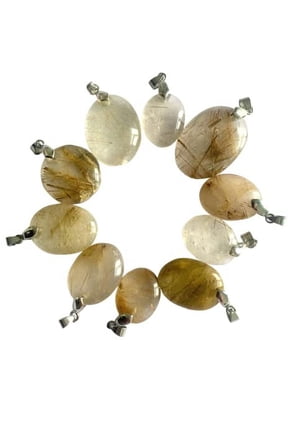 crystalmiracle Natural Rutilated Quartz Single Pendant Crystal Healing Fashion Jewelry Gift Handcrafted Accessory