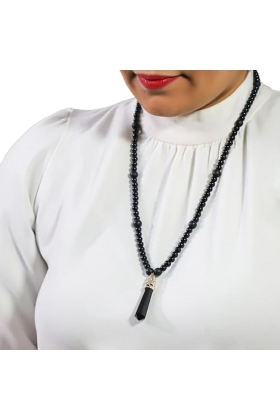 crystalmiracle Obsidian Necklace 18" With Obsidian Pendant Crystal Healing Fashion Accessory Gift Handcrafted