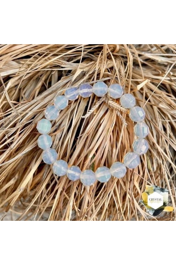 crystalmiracle Opalite 10 Mm Faceted Bead Stretch Bracelet Accessory for Men Women Gift