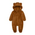 thumbnail image 1 of ctdiral Baby Boy Girl Fleece Cute Onesie Full Zipper Furry Hooded Footie with Bear-ear Winter Warm Soft Comfy Bodysuit, 1 of 4