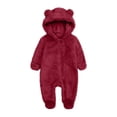 thumbnail image 1 of ctdiral Baby Boy Girl Fleece Cute Onesie Full Zipper Furry Hooded Footie with Bear-ear Winter Warm Soft Comfy Bodysuit, 1 of 4