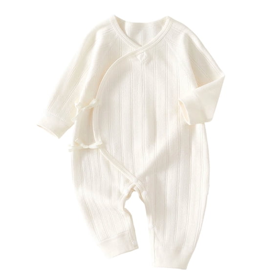 ctdiral Baby Kimono Style Romper Ribbed Knit Onesie with Side Bow Tie Detail and Snap Crotch Infant Wrap Jumpsuit Clothing 0-6 Month